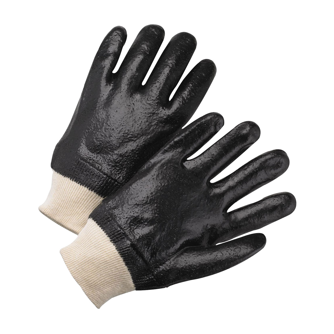 PVC Dipped Glove with Interlock Liner and Semi-Rough Finish - Knit Wrist