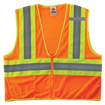 8229Z S/M Orange Class 2 Economy Two-Tone Vest - Zipper
