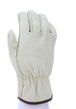 Drivers Gloves, Leather, X-Large, Beige, Slip-On - Open Cuff
