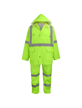 HV Three-Piece High-Visibility Rain Suit 2XL