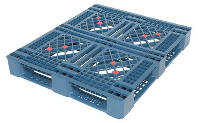 Vestil PLP2-4840-BLACK Pallet, 39-1/2 in L x 47-3/8 in W x 6 in H, Plastic, 2200 lb
