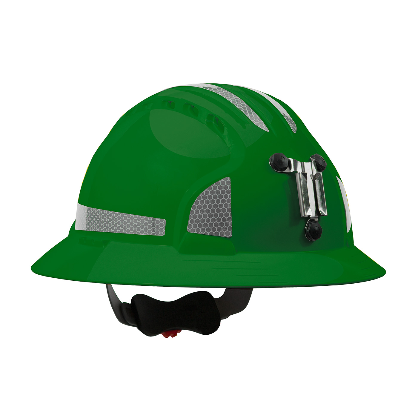 Full Brim Mining Hard Hat with HDPE Shell, 6-Point Polyester Suspension, Wheel Ratchet Adjustment and CR2 Reflective Kit