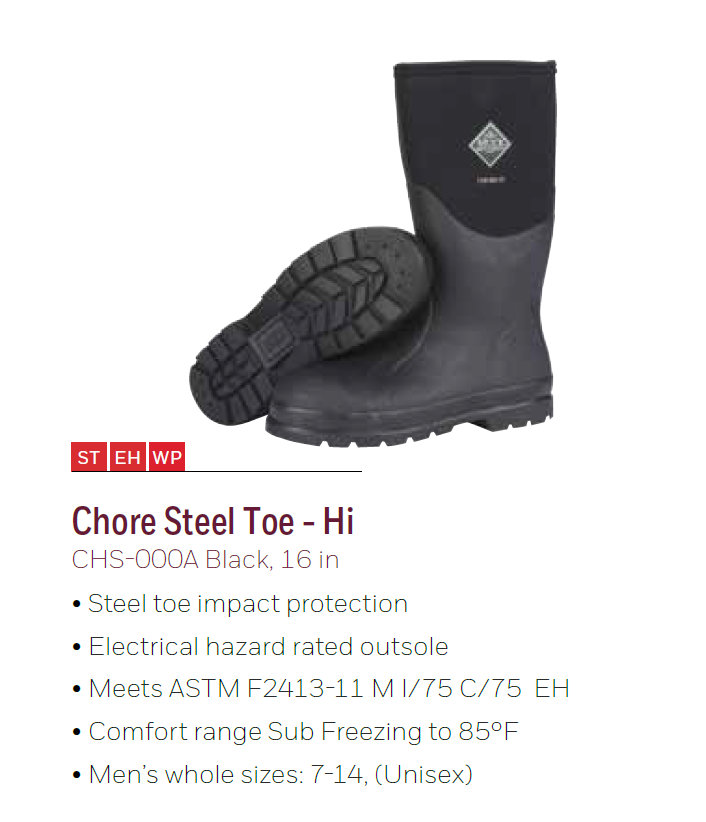 MUCK CHS-000A SZ13 BLK BOOTS